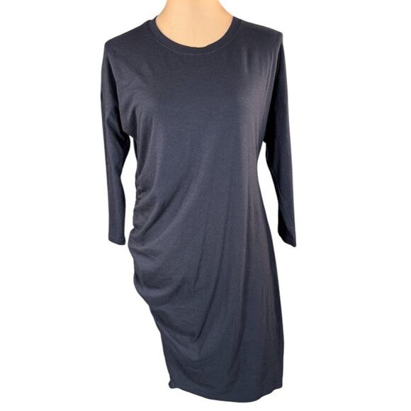 NWT Sundry Anthropologie 3/4 Sleeve Ruched Side Mini Dress Black‎ Medium - Picture 5 of 12